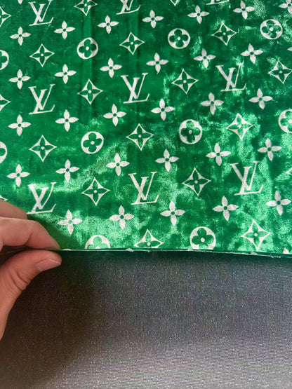Craft Luxury LV Knitting Velvet Fabric For Handmade Sneaker,Car Upholstery and Clothing By Yard (Green)