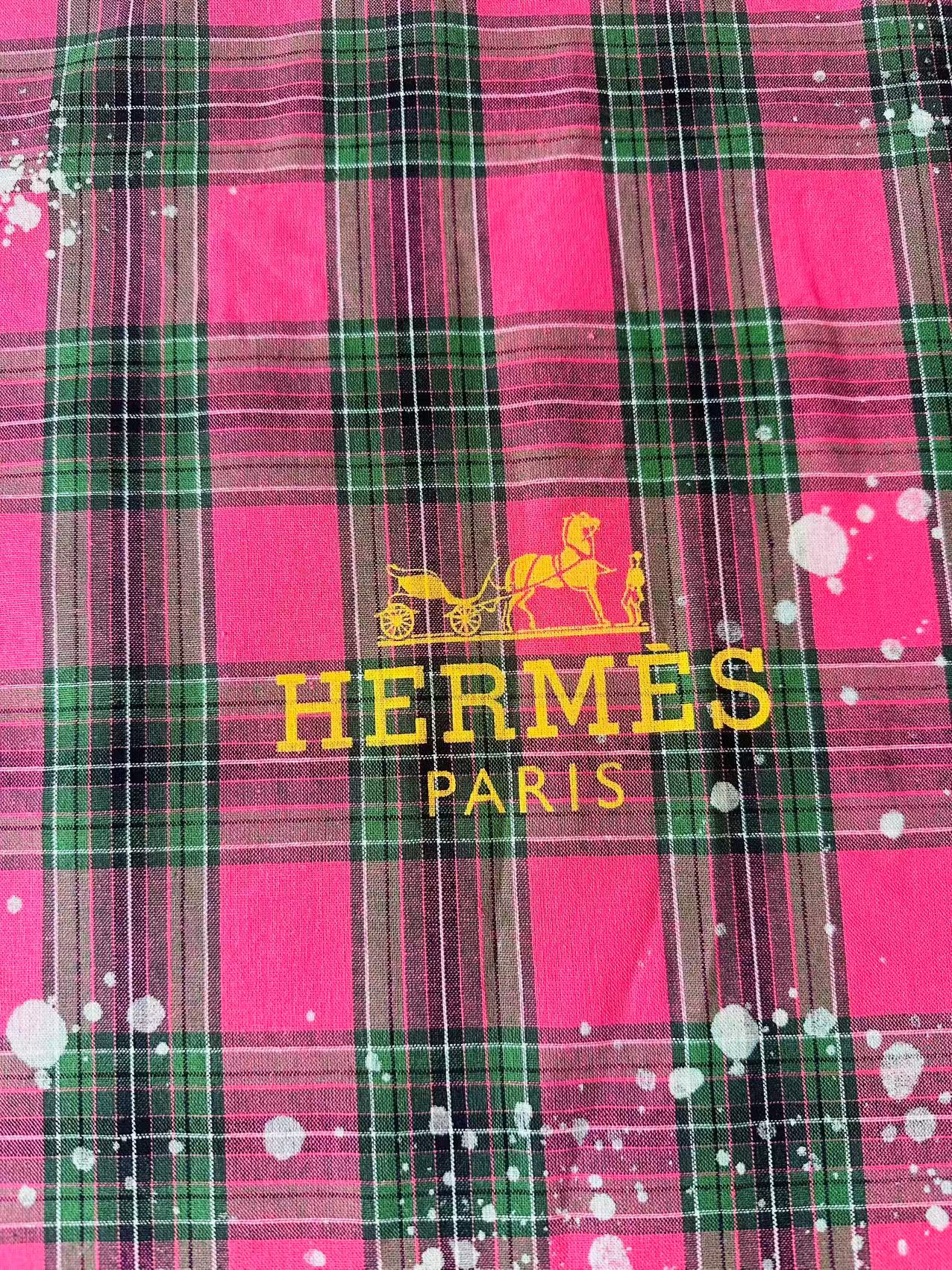 Craft 100% Cotton Hermes Yarn-dyed Plaid Shirt Fabric For Handmade Clothing,Shoes Goods By Yard (Hot Pink)