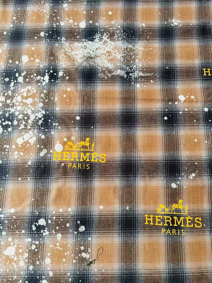 Thick Texture 100% Cotton Hermes Yarn-dyed Plaid Shirt Fabric For Handmade Clothing,Shoes Goods By Yard (Yellow)
