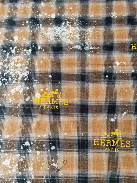 Thick Texture 100% Cotton Hermes Yarn-dyed Plaid Shirt Fabric For Handmade Clothing,Shoes Goods By Yard (Yellow)