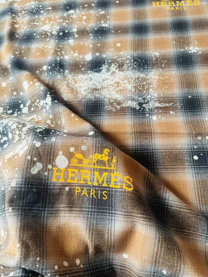Thick Texture 100% Cotton Hermes Yarn-dyed Plaid Shirt Fabric For Handmade Clothing,Shoes Goods By Yard (Yellow)
