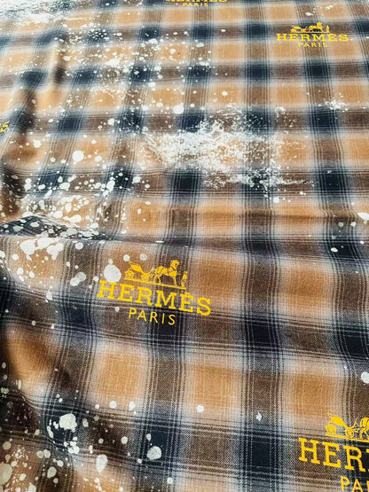 Thick Texture 100% Cotton Hermes Yarn-dyed Plaid Shirt Fabric For Handmade Clothing,Shoes Goods By Yard (Yellow)