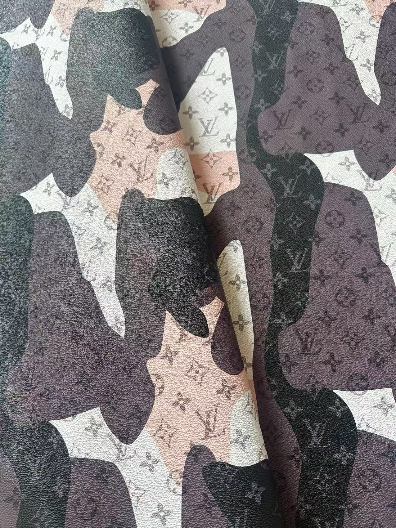 Fashion Splicing Design LV Leather Fabric For Handmade Shoes, Upholstery Handicraft Goods By Yard