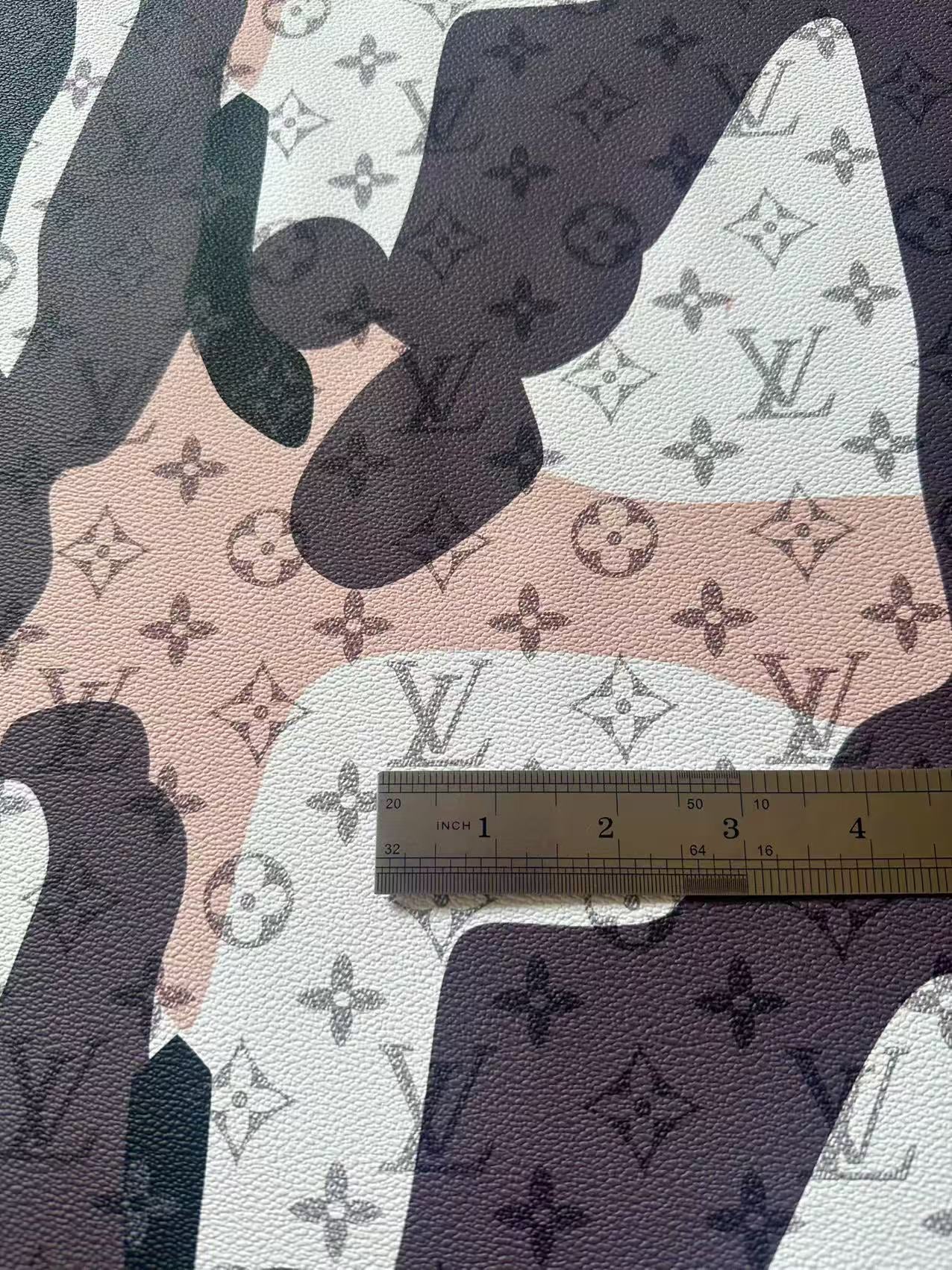 Fashion Splicing Design LV Leather Fabric For Handmade Shoes, Upholstery Handicraft Goods By Yard