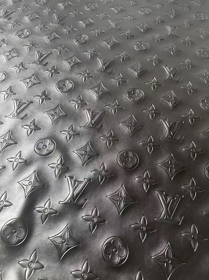 Craft 2.5 Inch LV Black Embossed Leather For Handmade Upholstery,Shoes Goods By Yard