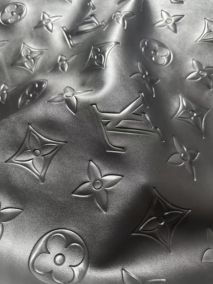 Craft 2.5 Inch LV Black Embossed Leather For Handmade Upholstery,Shoes Goods By Yard
