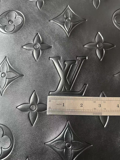 Craft 2.5 Inch LV Black Embossed Leather For Handmade Upholstery,Shoes Goods By Yard