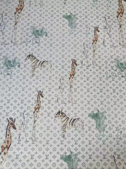 Fashion LV With Animal Vinyl Leather Fabric For Handmade Shoes, Upholstery Goods By Yard