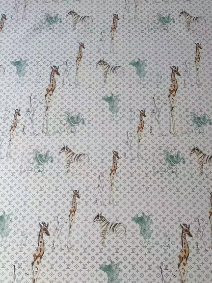 Fashion LV With Animal Vinyl Leather Fabric For Handmade Shoes, Upholstery Goods By Yard