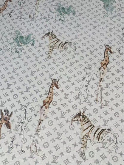 Fashion LV With Animal Vinyl Leather Fabric For Handmade Shoes, Upholstery Goods By Yard