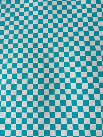 Fashion 18MM Sky Blue With White Plaid Leather For Handmade Goods