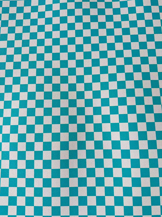 Fashion 18MM Sky Blue With White Plaid Leather For Handmade Goods