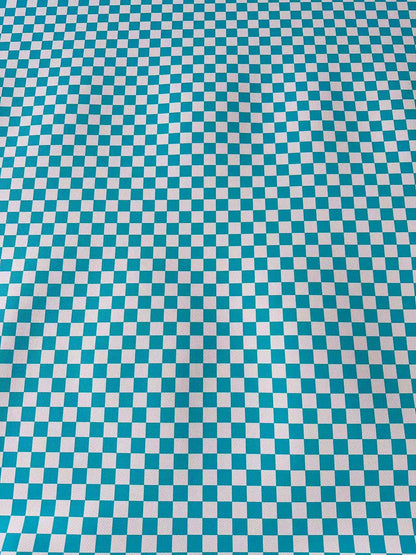 Fashion 18MM Sky Blue With White Plaid Leather For Handmade Goods