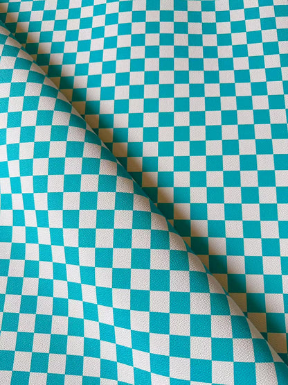 Fashion 18MM Sky Blue With White Plaid Leather For Handmade Goods