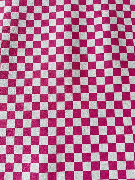 Fashion 18MM Bright Pink With White Plaid Leather For Handmade Goods