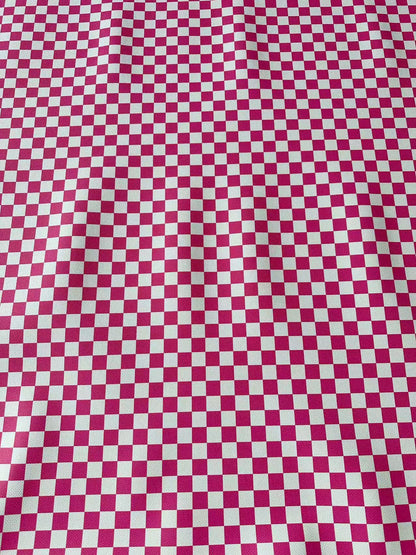 Fashion 18MM Bright Pink With White Plaid Leather For Handmade Goods