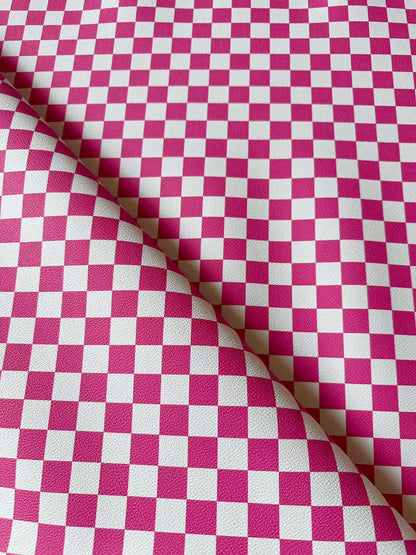 Fashion 18MM Bright Pink With White Plaid Leather For Handmade Goods