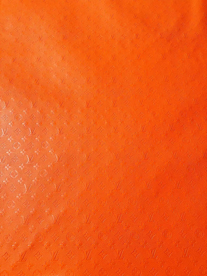 Fashion Embossed LV Crafting Leather Fabric For Handmade Bags ,Shoes and DIY Handicrafts By Yards (Orange)