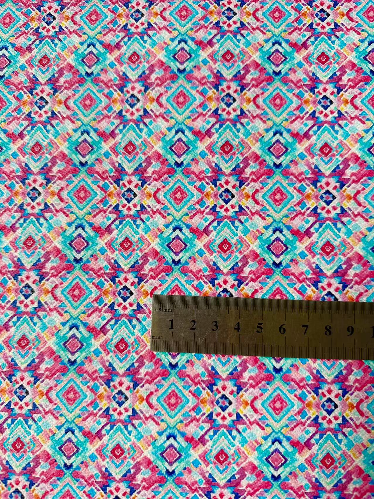 Craft Geometry Colorful Leather Fabric For Handmade Goods