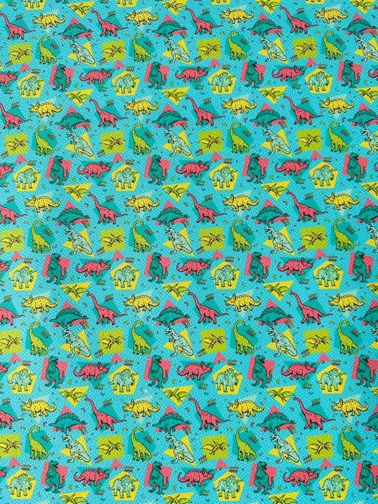 Fashion Cartoon Jurassic Dinosaur Leather Fabric For Handmade Sneaker,Upholstery Goods By Yard