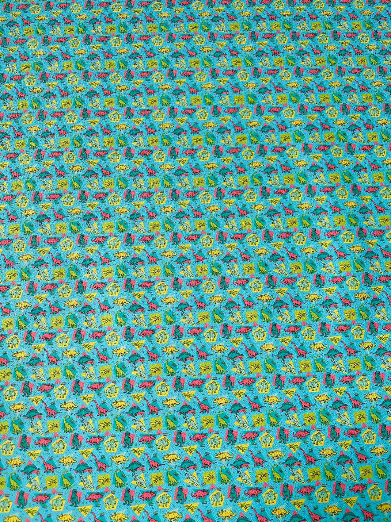 Fashion Cartoon Jurassic Dinosaur Leather Fabric For Handmade Sneaker,Upholstery Goods By Yard