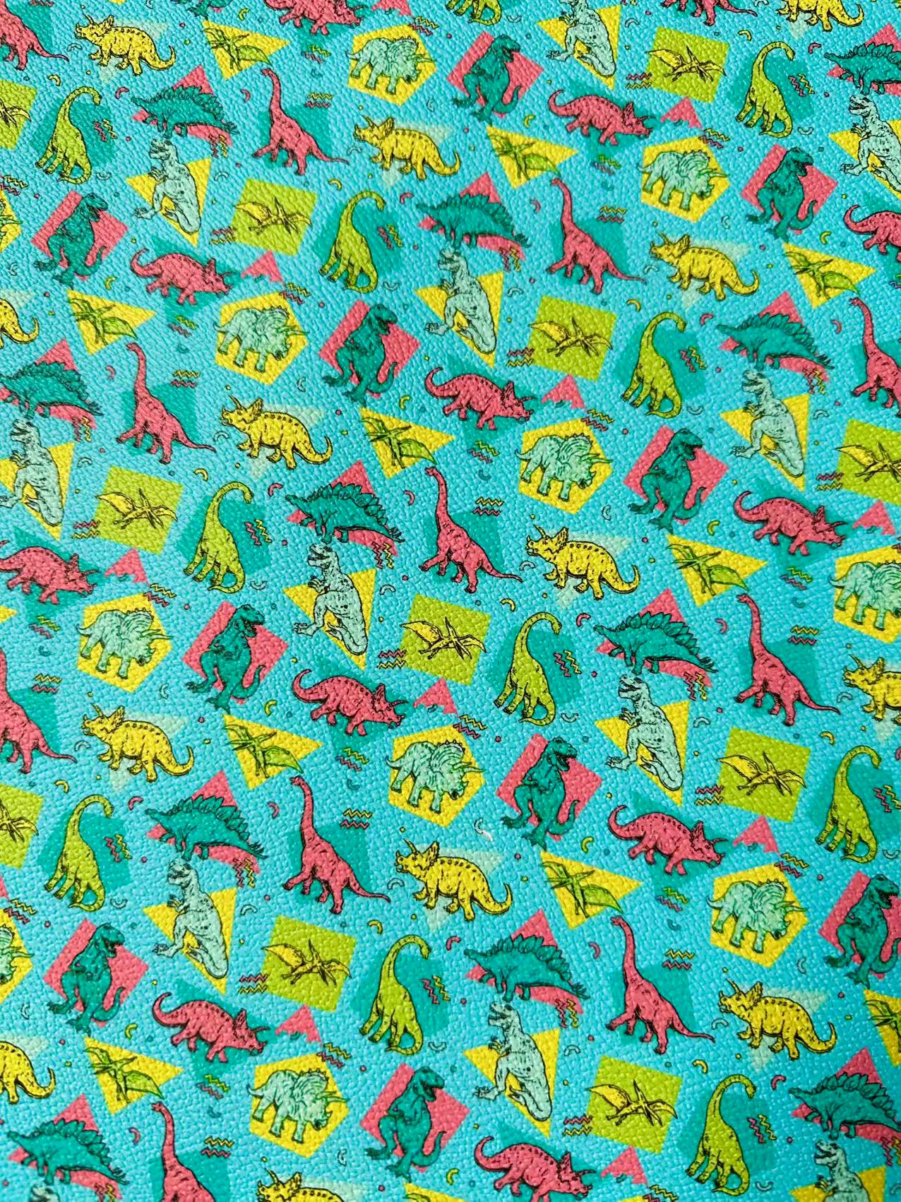 Fashion Cartoon Jurassic Dinosaur Leather Fabric For Handmade Sneaker,Upholstery Goods By Yard