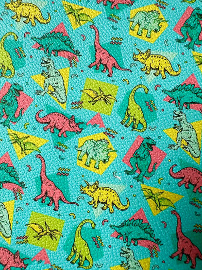 Fashion Cartoon Jurassic Dinosaur Leather Fabric For Handmade Sneaker,Upholstery Goods By Yard