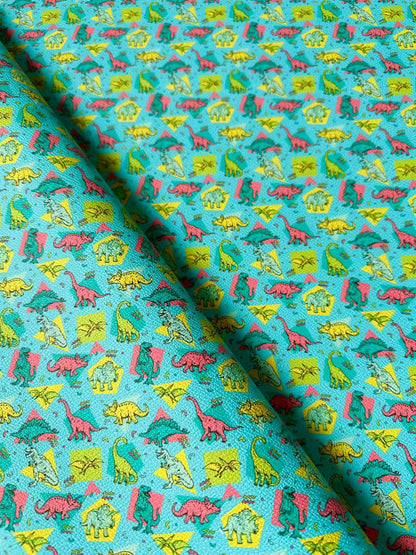 Fashion Cartoon Jurassic Dinosaur Leather Fabric For Handmade Sneaker,Upholstery Goods By Yard