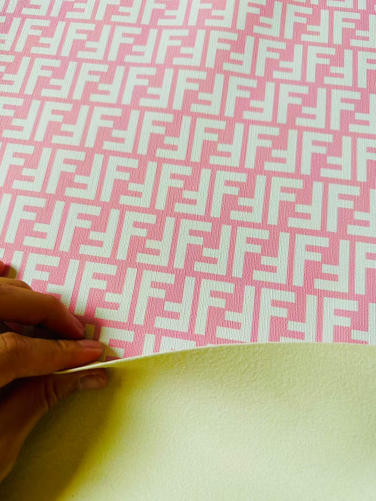 Classic Leather Crafting Fabric For Handmade Handicrafts By Yards (Pink)