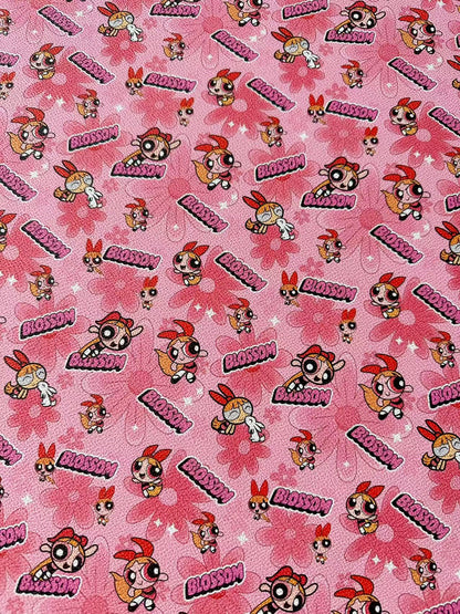 Fashion The Powerpuff Girls Blossom Leather For Handmade Sneaker,Upholstery Handicraft Goods By Yard