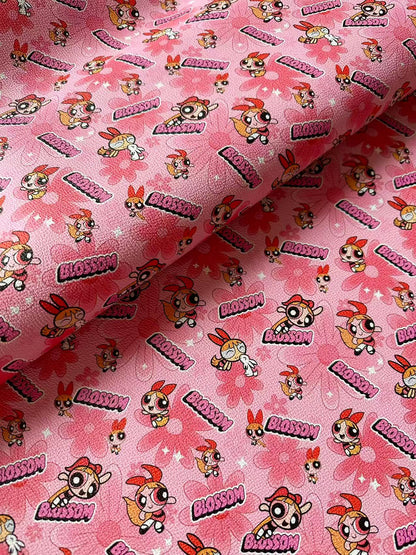 Fashion The Powerpuff Girls Blossom Leather For Handmade Sneaker,Upholstery Handicraft Goods By Yard