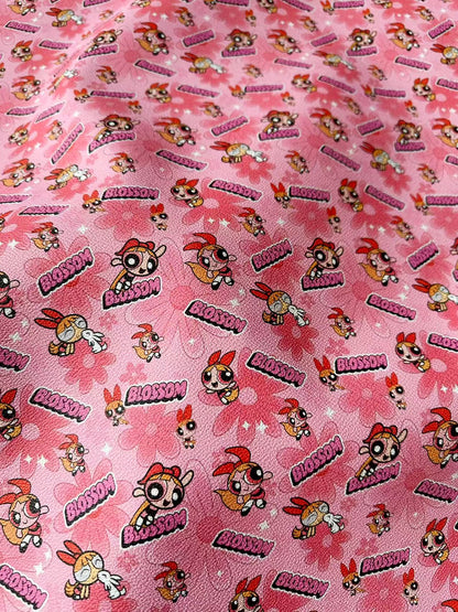 Fashion The Powerpuff Girls Blossom Leather For Handmade Sneaker,Upholstery Handicraft Goods By Yard