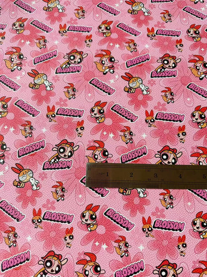 Fashion The Powerpuff Girls Blossom Leather For Handmade Sneaker,Upholstery Handicraft Goods By Yard