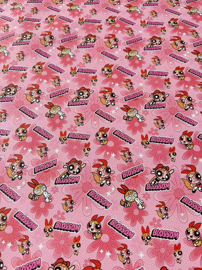 Fashion The Powerpuff Girls Blossom Leather For Handmade Sneaker,Upholstery Handicraft Goods By Yard
