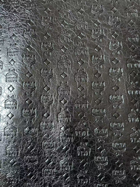 Classic Black Embossed Leather Case Fabric For Handmade Bag ,Shoes Handicraft Fabric By Yard
