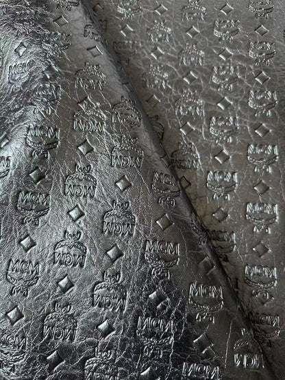 Classic Black Embossed Leather Case Fabric For Handmade Bag ,Shoes Handicraft Fabric By Yard