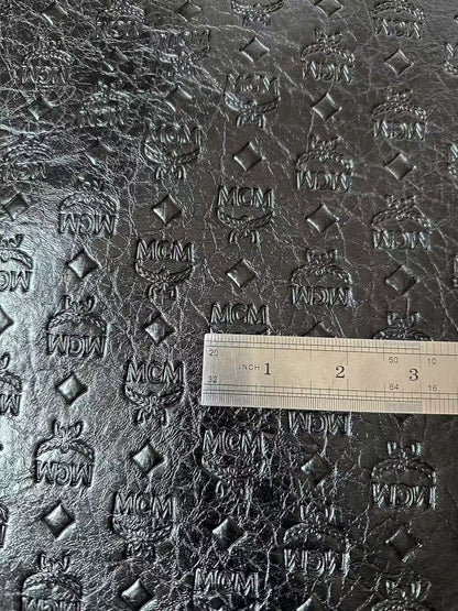 Classic Black Embossed Leather Case Fabric For Handmade Bag ,Shoes Handicraft Fabric By Yard