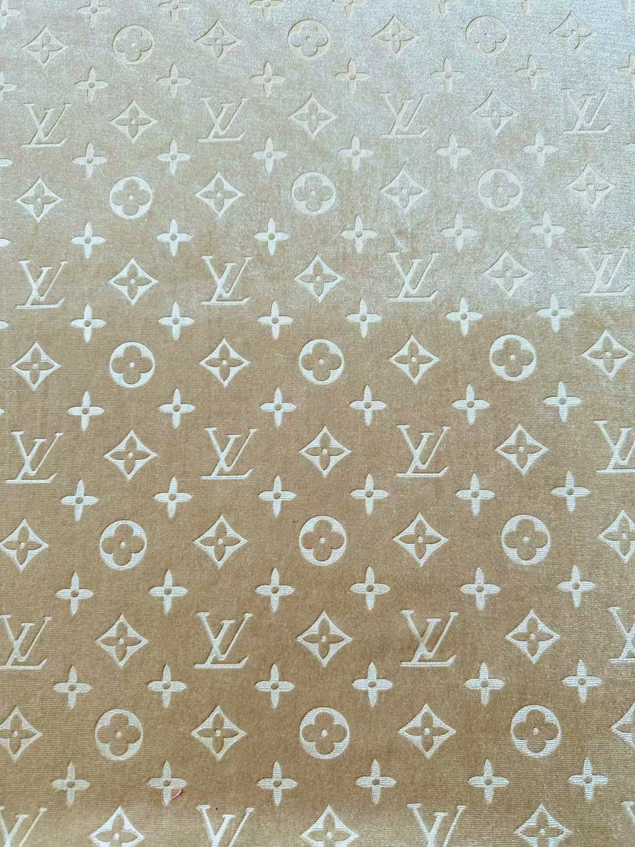 Popular Luxury LV Knitting Velvet Fabric For Handmade Sneaker,Car Upholstery and Apparel By Yard(Apricot)