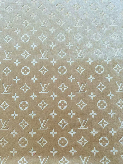 Popular Luxury LV Knitting Velvet Fabric For Handmade Sneaker,Car Upholstery and Apparel By Yard(Apricot)