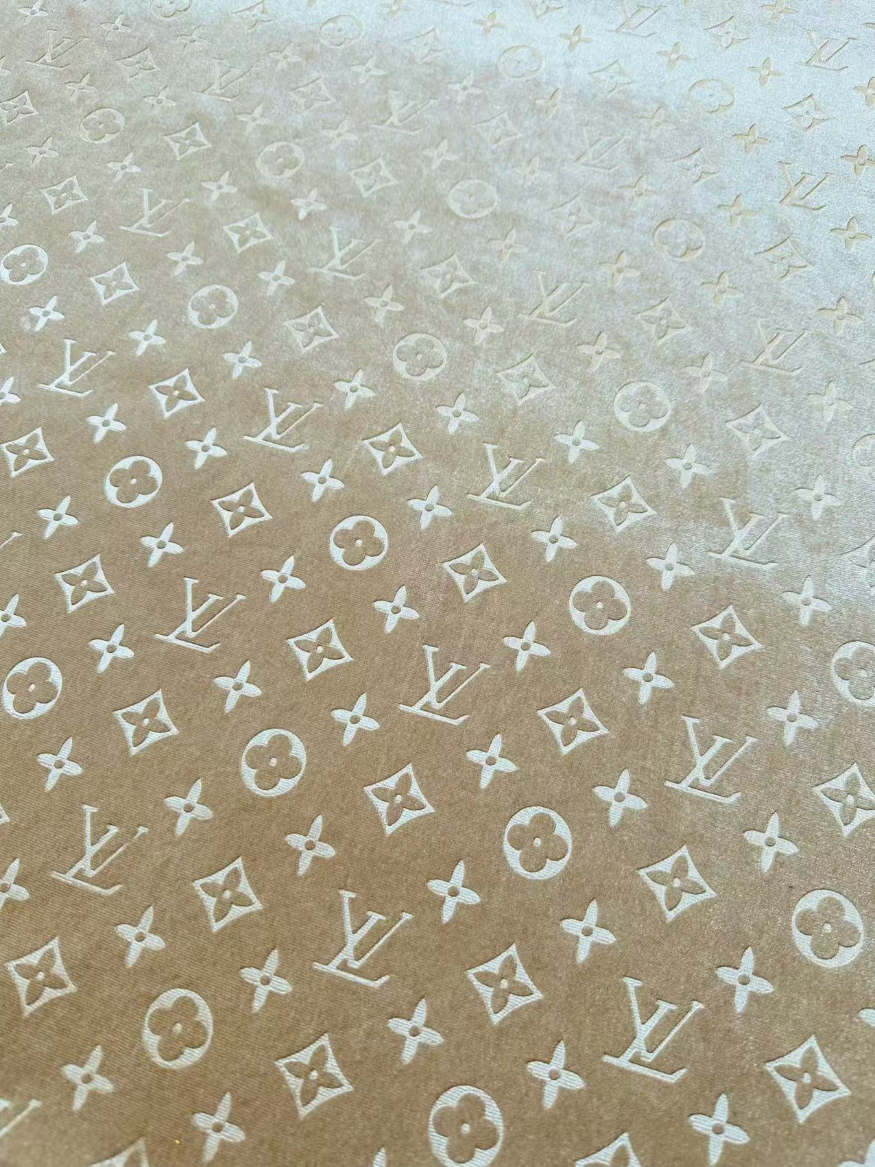 Popular Luxury LV Knitting Velvet Fabric For Handmade Sneaker,Car Upholstery and Apparel By Yard(Apricot)