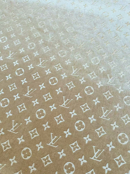Popular Luxury LV Knitting Velvet Fabric For Handmade Sneaker,Car Upholstery and Apparel By Yard(Apricot)