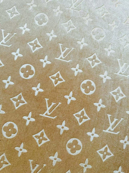 Popular Luxury LV Knitting Velvet Fabric For Handmade Sneaker,Car Upholstery and Apparel By Yard(Apricot)