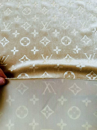 Popular Luxury LV Knitting Velvet Fabric For Handmade Sneaker,Car Upholstery and Apparel By Yard(Apricot)