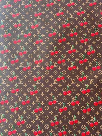 Fashion Cherry With LV Leather Fabric For Handmade shoes,Upholstery Handicraft Goods By Yard