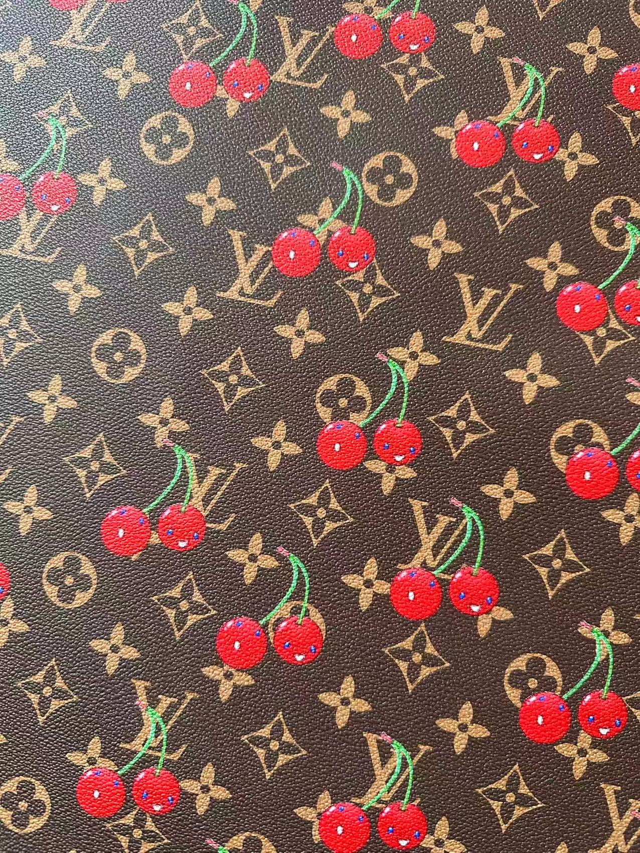 Fashion Cherry With LV Leather Fabric For Handmade shoes,Upholstery Handicraft Goods By Yard