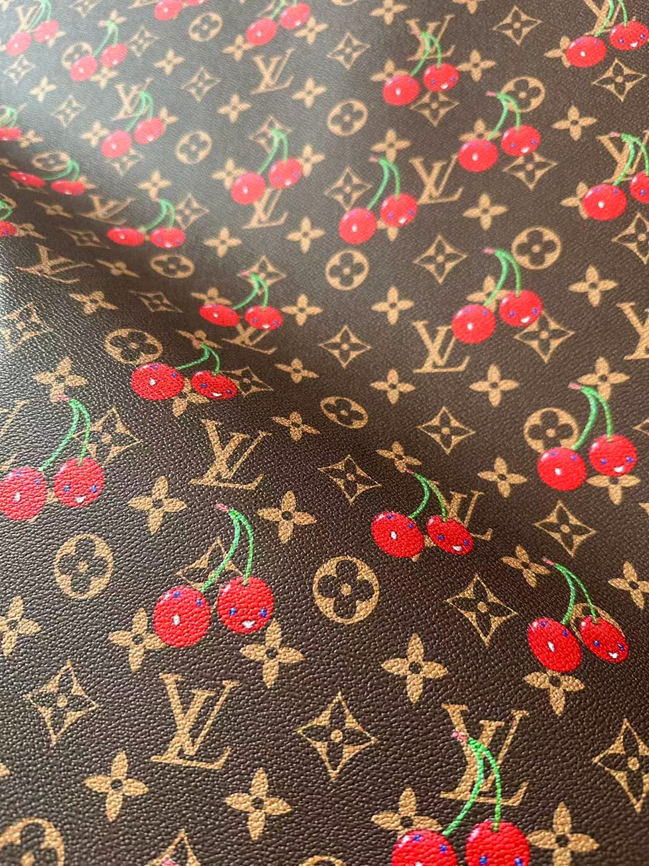 Fashion Cherry With LV Leather Fabric For Handmade shoes,Upholstery Handicraft Goods By Yard