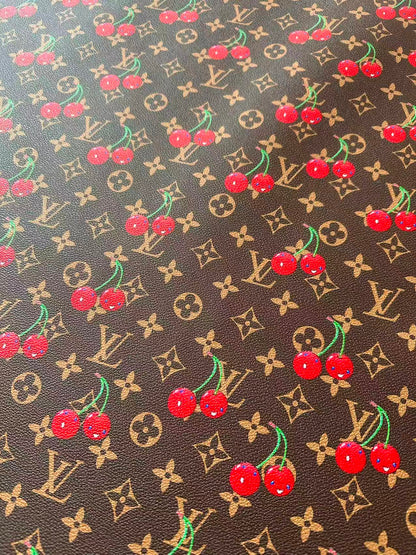 Fashion Cherry With LV Leather Fabric For Handmade shoes,Upholstery Handicraft Goods By Yard