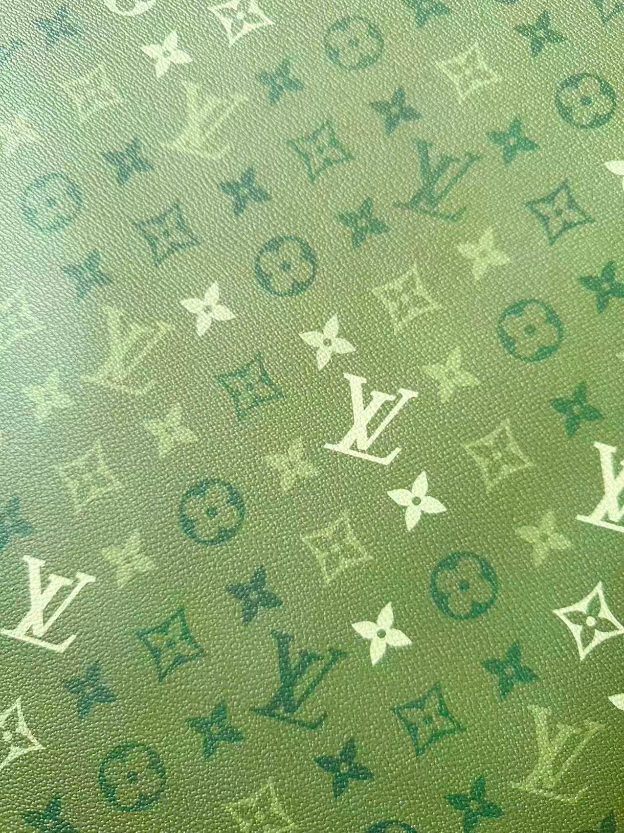 Craft Avocado Green Gradient LV Leather Fabric For Handmade Sneaker,Upholstery Handicraft Goods By Yard