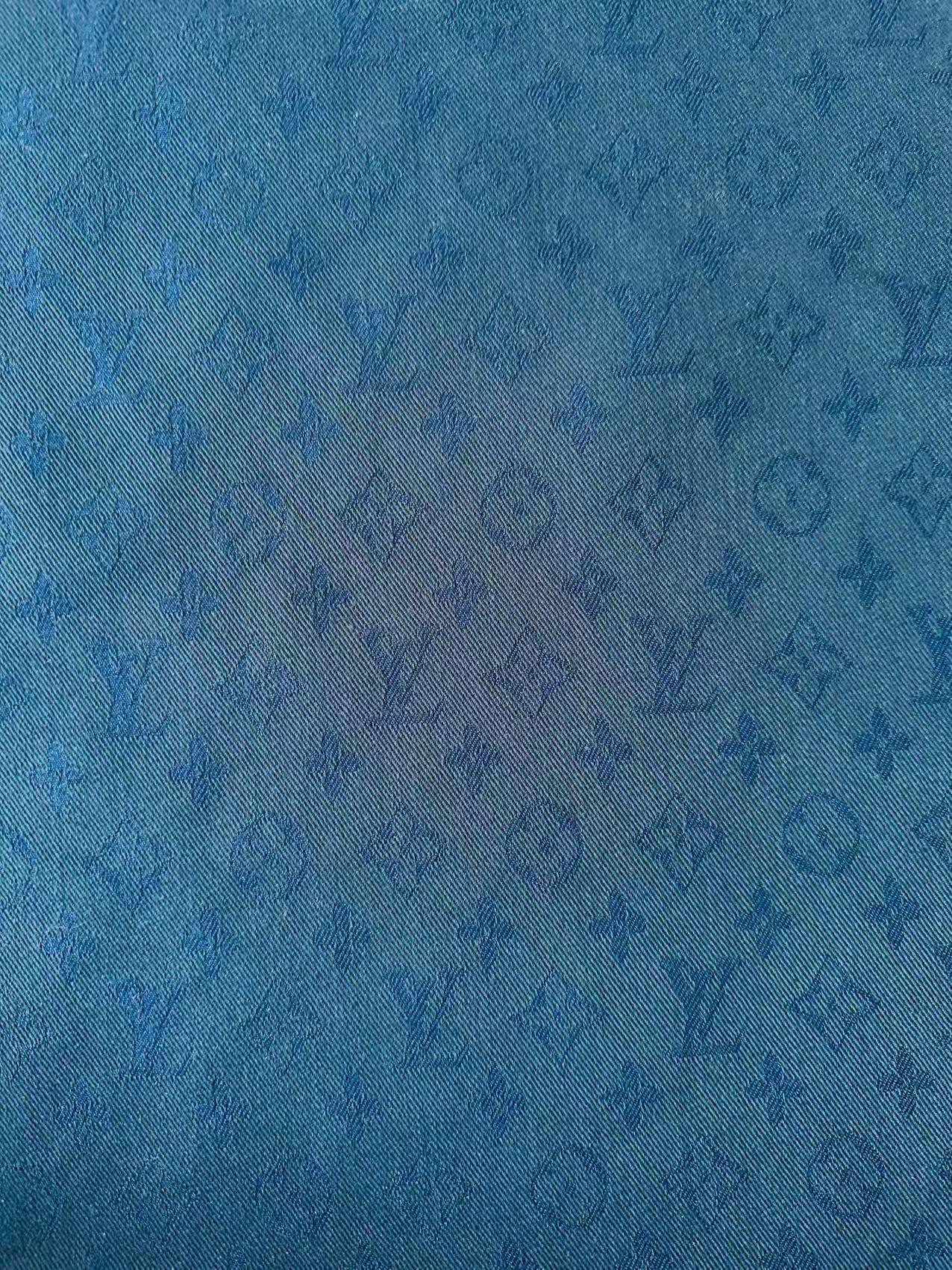 Craft Navy Blue LV Jacquard Denim Cloth Fabric For Handmade Apparel,Sneaker Goods By Yard