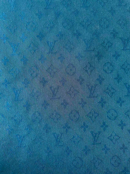 Craft Navy Blue LV Jacquard Denim Cloth Fabric For Handmade Apparel,Sneaker Goods By Yard